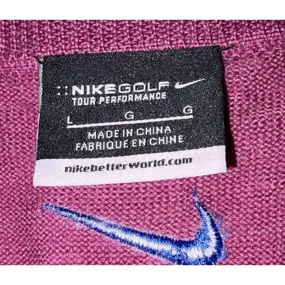 Nike Golf Tour Performance Sweater Vest Men Large Magenta Merino Wool Blend VTG